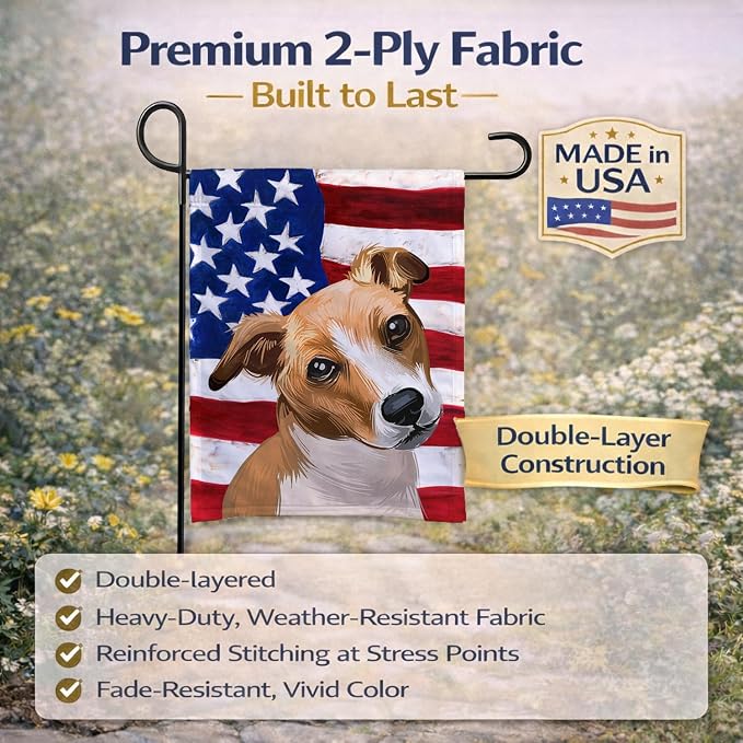 Caroline's Treasures CK6647GF Plummer Terrier American Flag Garden Flag Mailbox Flag Decorative Yard Flag Banner Outside Patio Artwork Yard Flower Beds, Garden Size, Multicolor