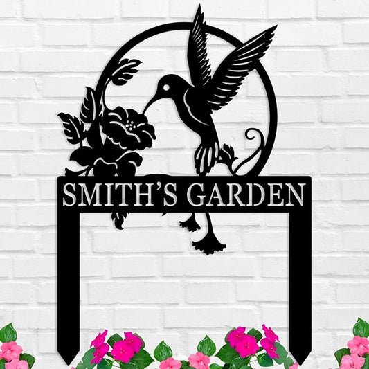 Personalized Hummingbird Metal Sign with Stake, Metal Sign, Signs Decorative Outdoor, Custom Garden Sign