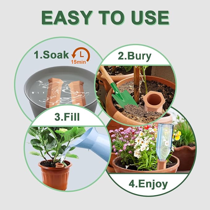 20 Pack Terracotta Plant Watering Spikes, Self-Watering Stakes for Wine Bottles, Porous Clay, Reusable (Red A)
