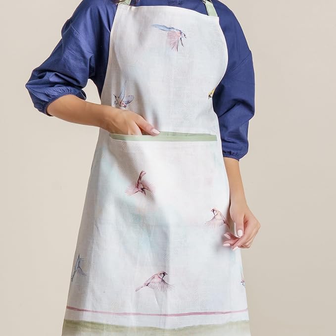 Maison d' Hermine Aprons for women with Pocket 100% Cotton (27.50"x31.50") | Adjustable Neck Strap & long ties Apron Men Chef Wedding Cooking Gardening Server Maid