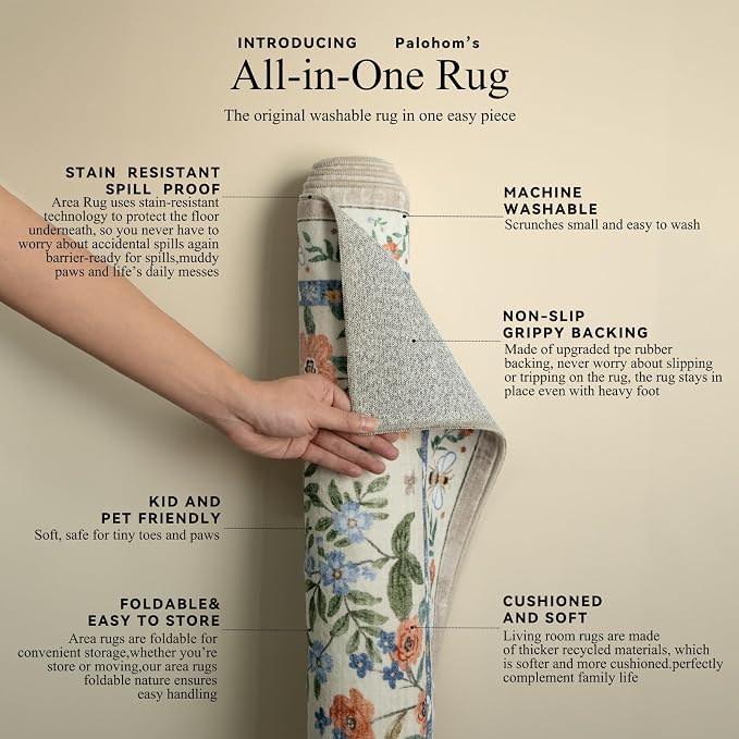 Washable Kitchen Rug Runners for Hallways: 2'x10' Bedroom Runner Non Slip Low Pile Stain Resistant Soft Indoor Floor Carpet Runner Rugs for Entryway Hallway Kitchen Laundry Room Farmhouse
