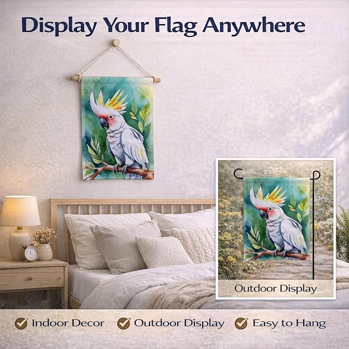 Caroline's Treasures Cockatoo Garden Flag Mailbox Flag Decorative Yard Flag Banner Outside Patio Artwork Yard Flower Beds, Garden Size, Multicolor