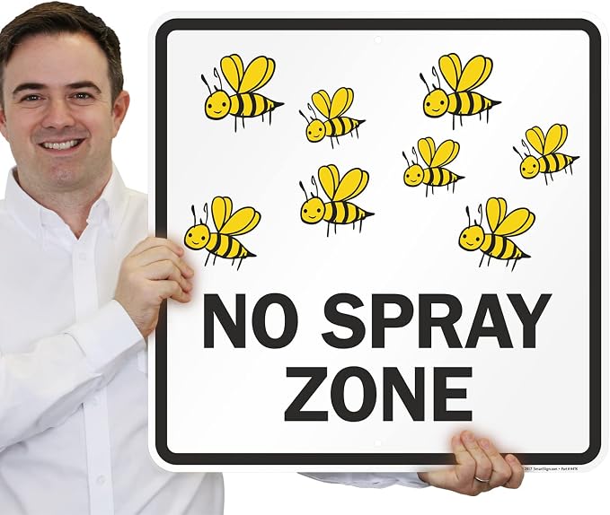 SmartSign 24 x 24 inch “No Spray Zone” Metal Sign with Pre-Cleared Holes, 80 mil Laminated Rustproof Aluminum, Black and Yellow, Made in USA