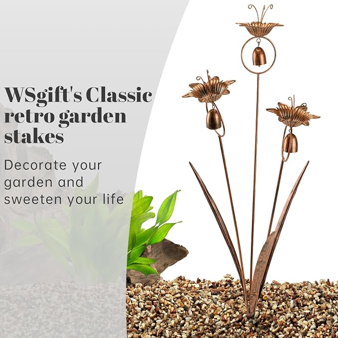 WSgift Metal Calla Lilies Flowers with Bells for Outside Yard Art Bronze Wind Chime