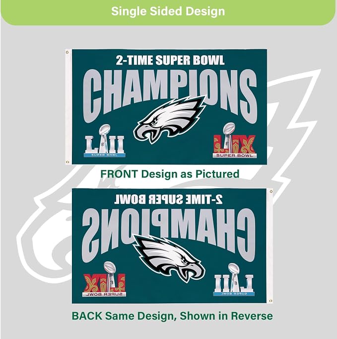 NFL 3 x 5 Outdoor Flag with Grommets | Heavy Duty Flag & Banner for Outdoor Garden Patio Decoration | Indoor Wall Decor for Room | Works with Flag Poles for Outside House (Philadelphia Eagles Multi-Win 2025)