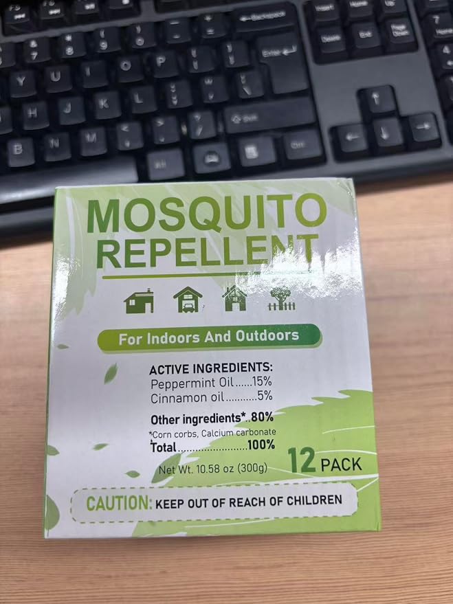 12 Pack Mosquito Repellent, Mosquito Repellent Outdoor Patio Powerful, Mosquites Deterrent for Yard, Camping,Hiking, Picnicking Child&Pets Friendly