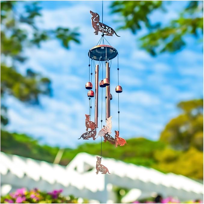 Dachshund Dog Wind Chimes for Outside,Dog Gifts for Women Men/Memorial Gift/Birthday Gifts Metal windchimes Outdoors/Indoors,Garden Decor,Patio,Home,Porch,Yard Decorations