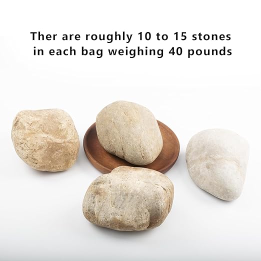 40 LBS Natural Large River Stones – 4-7 Inch Pebbles for Water Features, Aquascaping, and Garden Pathways. Ideal for Enhancing Outdoor Landscaping and Creating Beautiful Natural Designs