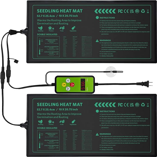 Seedling Heat Mat with Temperature Control Durable Waterproof Plant Heating Pad 10"x 20.75" for Germination, Indoor Gardening, Greenhouse