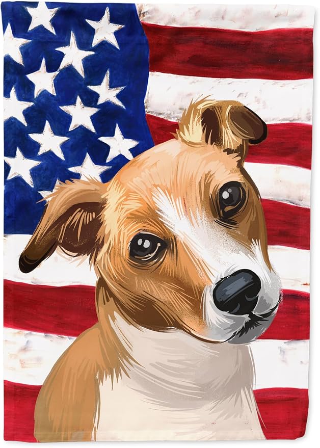 Caroline's Treasures CK6647GF Plummer Terrier American Flag Garden Flag Mailbox Flag Decorative Yard Flag Banner Outside Patio Artwork Yard Flower Beds, Garden Size, Multicolor