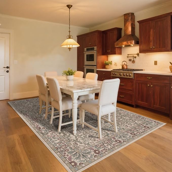 4x6 Area Rug for Bedroom Beside Rug, Laundry Room, Entryway, Kitchen, Washable Non-Slip Low Pile Ultra Soft Stain Resistant Carpet (Moss)