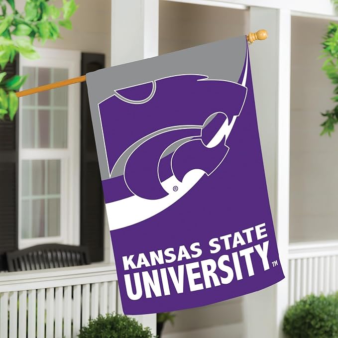 NCAA Kansas State University House Flag, 28 x 44, Double Sided Garden Flags for Outside, Outdoor College Flags & Banners for Gardens Patio, Indoor Wall Decor Flag for Room