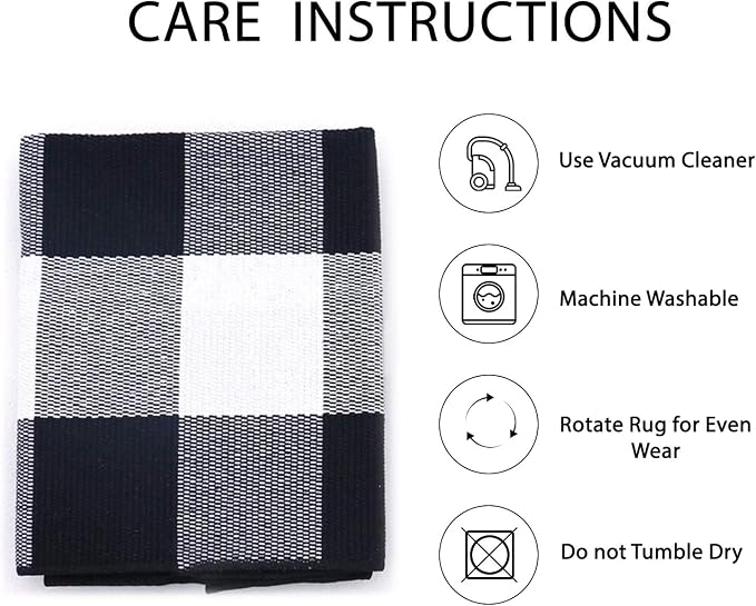 IOHOUZE Buffalo Plaid Checkered Rug 3x5 Ft Front Door Mats, Washable Area Rugs for Front Porch Decor, Spring Summer Welcome Mats Outdoor, Black White Rug for Farmhouse/Entryway/Home Entrance
