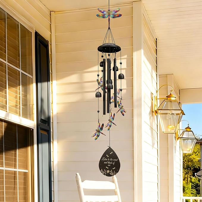 Dragonfly Wind Chimes Outdoor Durable Metal Windchimes Garden Patio Decor | Dragonfly Gifts for Women/Men, Garden/Yard Decor, Memorial/Birthday Gifts for Grandma/Mom, Chimes for Outside