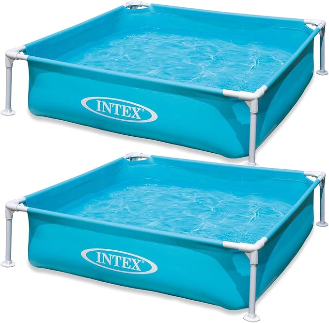 Intex 2 Pack 4ft x 12in Mini Frame Kiddie Beginner Swimming Pool, Ages 3 and Up, Blue