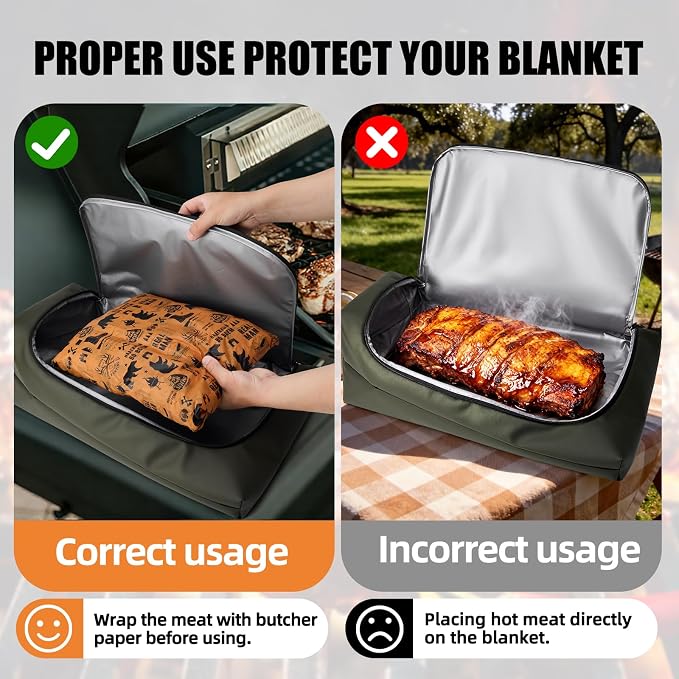 270° Opening BBQ Blanket for Resting Meat, Insulated Leak-Proof Meat Resting Bag for Brisket, Father's Day Birthday Gift for Men Dad Husband, Smoker Grilling Accessories for Party Camping Kitchen