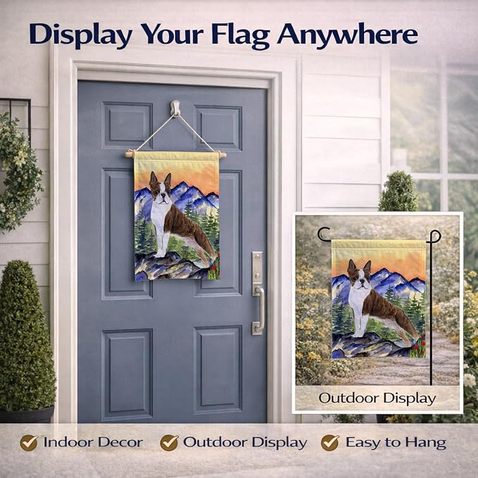 Caroline's Treasures SS8162GF Boston Terrier Garden Flag Mailbox Flag Decorative Yard Flag Banner Outside Patio Artwork Yard Flower Beds, Garden Size, Multicolor