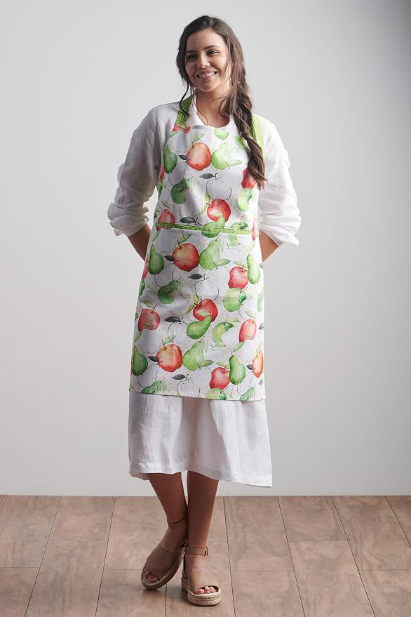 Maison d' Hermine Aprons for women with Pocket 100% Cotton (27.50"x31.50") | Adjustable Neck Strap & long ties Apron Men Chef Wedding Cooking Gardening Server Maid
