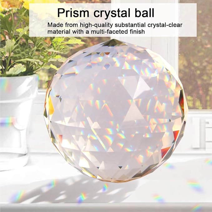 Clear Glass Crystal Ball Prism Suncatcher Rainbow Maker, Crystals Prisms for Window, Feng Shui, Home Office Garden Decoration (150mm/5.9inch)
