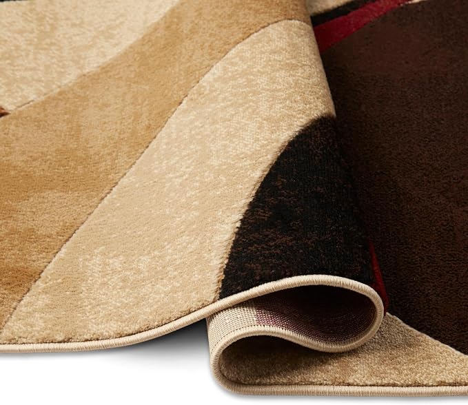 Home Dynamix Tribeca Slade Modern Runner Rug, Abstract Brown/Red 26"x12'