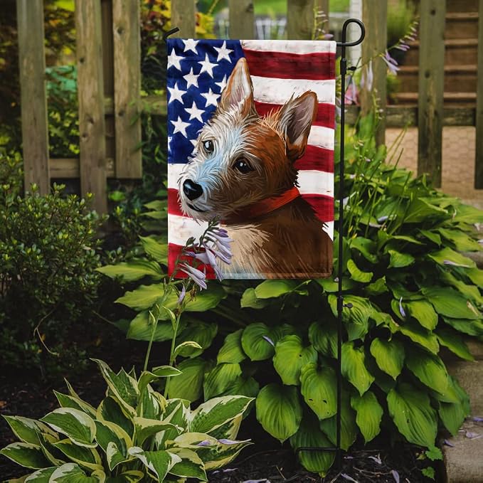 Caroline's Treasures CK6659GF Portuguese Podengo Dog American Flag Garden Flag Mailbox Flag Decorative Yard Flag Banner Outside Patio Artwork Yard Flower Beds, Garden Size, Multicolor