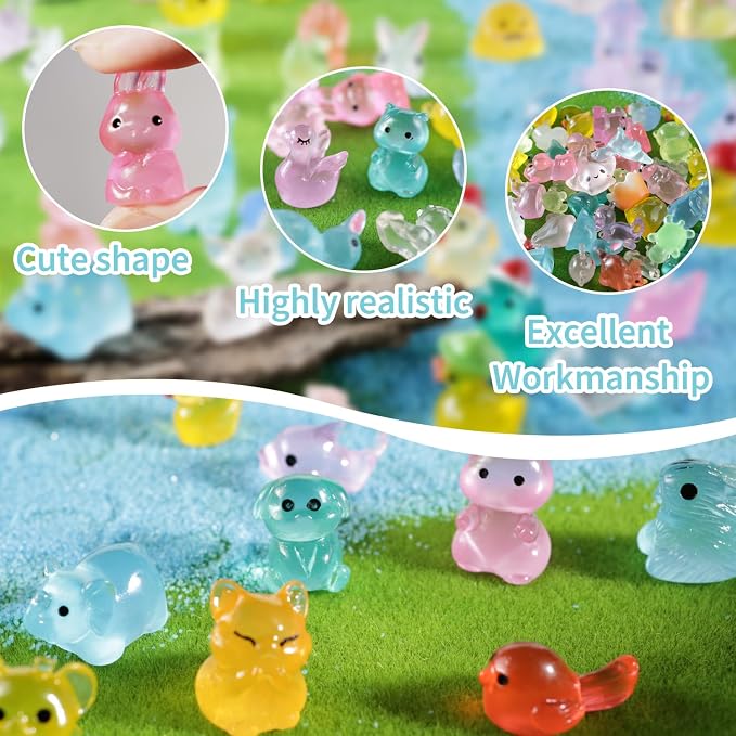 300 Mini Resin Animals Styles Variety Tiny Animals Figures Miniature Little Small Animal Figurines Bulk for Micro Fairy Garden Landscape Accessories Hide Crafts Decor Aquarium