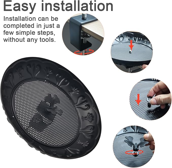 Deck Railing Bird Feeder Tray,Metal 11" Platform Bird Feeders Mesh Seed Tray for Outside/Balcony (Black-1pack)