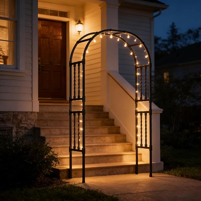 5.9x7.9FT Square Tube Garden Arbor Trellis,Unique Design Metal Arch for Climbing Plants Outdoor,Wedding Archway for Patio Lawn Backyard Ceremony Party