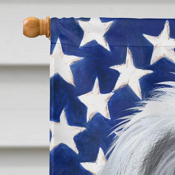 Caroline's Treasures CK6423CHF Bearded Collie American Flag House Flag Large Porch Sleeve Pole Decorative Outside Yard Banner Artwork Wall Hanging, Polyester, House Size, Multicolor