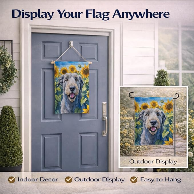 Caroline's Treasures DAC6100GF Irish Wolfhound in Sunflowers Garden Flag Mailbox Flag Decorative Yard Flag Banner Outside Patio Artwork Yard Flower Beds, Garden Size, Multicolor