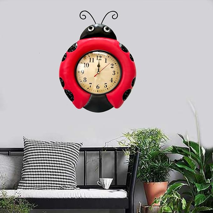 TXYS Wall Clock for Home Ladybug Decor Art Decorations Great for Office/Outside Clock (Ladybug Clocks)