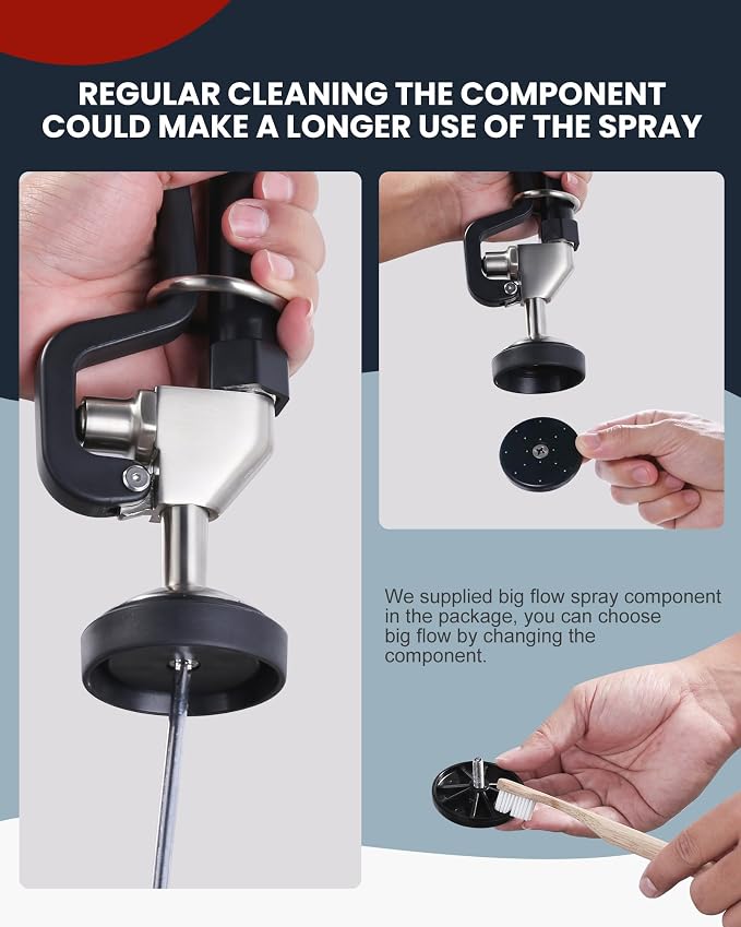 Black and Brushed Nickel Pre Rinse Sprayer with 7/8"-20UNEF Handle Grip Assembly, 1.42 GPM High Pressure Pull Down Spray Head, Handheld Dish Sprayer Nozzle Replacement Part for Commercial Sink Faucet