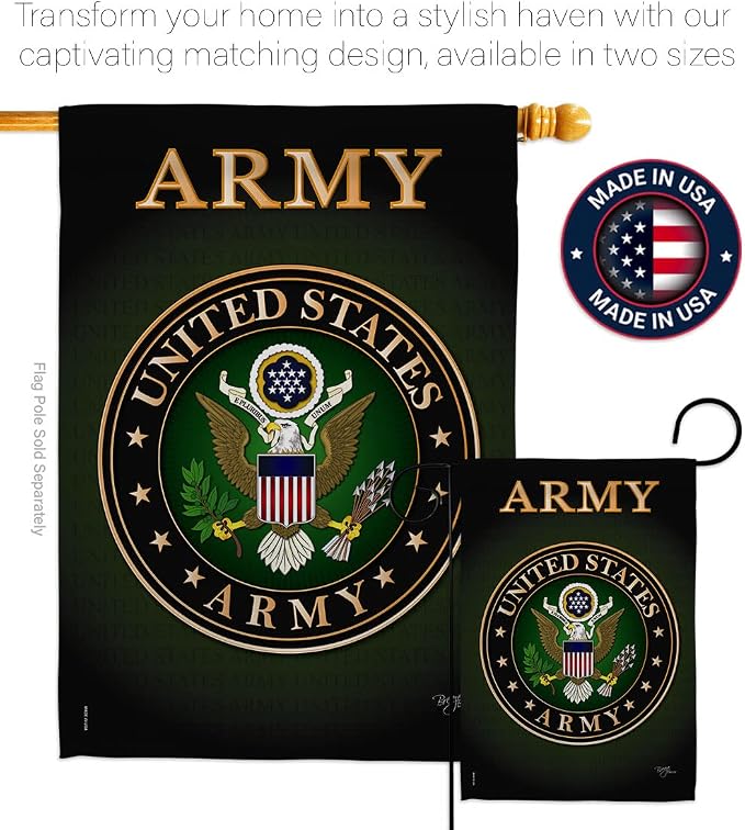Army House Flag - Pack Armed Forces Rangers United State American Military Veteran Retire Official USA Embroidery - Decoration Banner Small Garden Yard Gift Double-Sided Made in 28 X 40