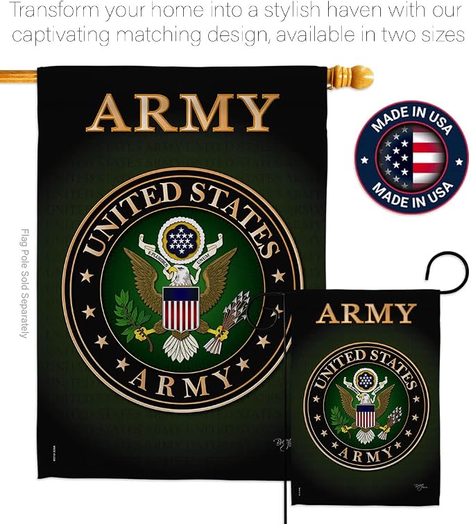 Army House Flag - Set Armed Forces Rangers United State American Military Veteran Retire Official - Decoration Banner Small Garden Yard Gift Double-Sided Made in USA 28 X 40