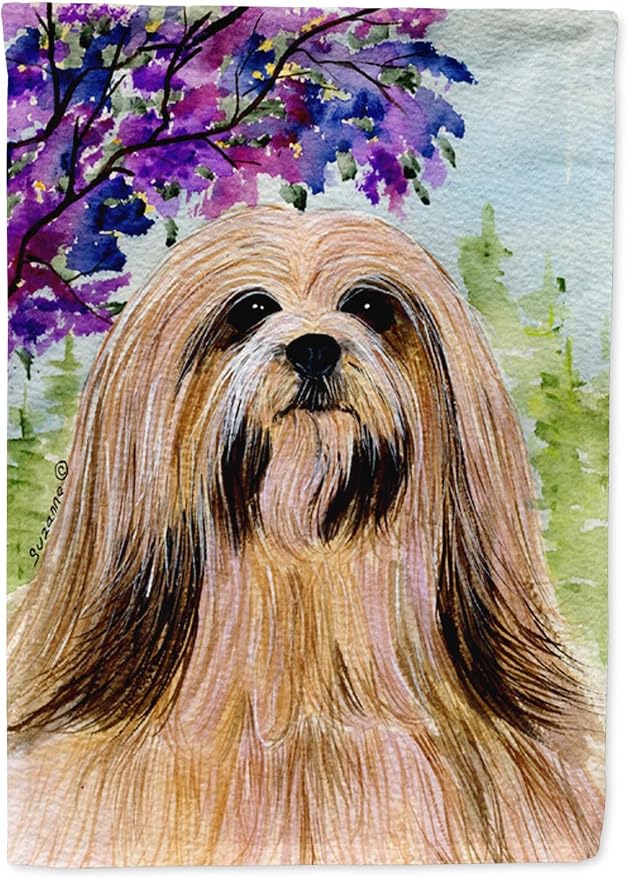 Caroline's Treasures SS8436GF Lhasa Apso Garden Flag Mailbox Flag Decorative Yard Flag Banner Outside Patio Artwork Yard Flower Beds, Garden Size, Multicolor