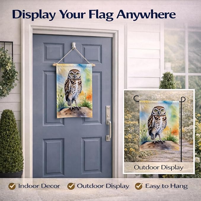 Caroline's Treasures Burrowing Owl Garden Flag Mailbox Flag Decorative Yard Flag Banner Outside Patio Artwork Yard Flower Beds, Garden Size, Multicolor