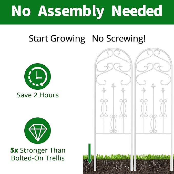 AMAGABELI GARDEN & HOME 4 Pack 60” x 18” Garden Trellis for Climbing Plants Outdoor Trellis for Climbing Roses Plant Trellis Vegetables and Flower Vine White Trellis for Ivy Cucumbers