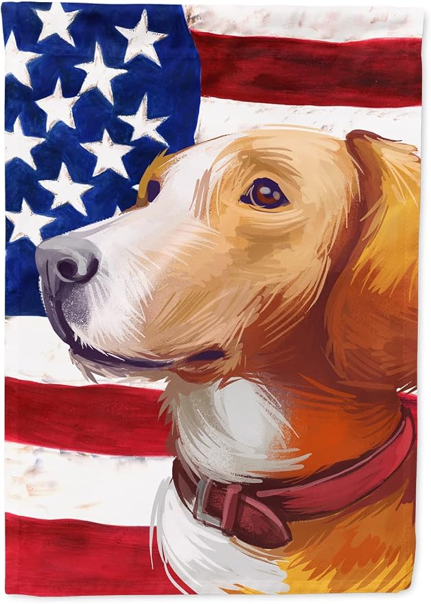 Caroline's Treasures CK6662GF Posavac Hound Dog American Flag Garden Flag Mailbox Flag Decorative Yard Flag Banner Outside Patio Artwork Yard Flower Beds, Garden Size, Multicolor