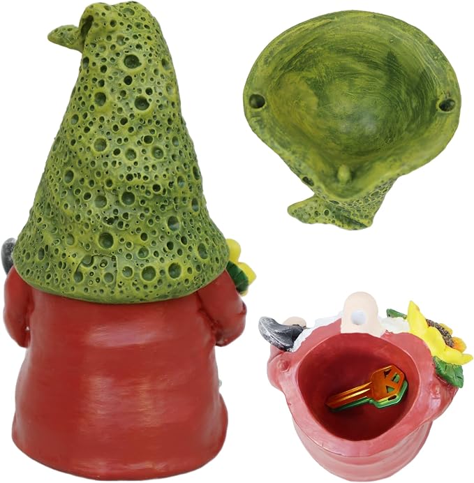 Hide A Key Outside Gnome Figurine Key Hiders Outdoor Garden Gnomes Statues Decorations for Yard Hidden Spare Key Holder Lock Box