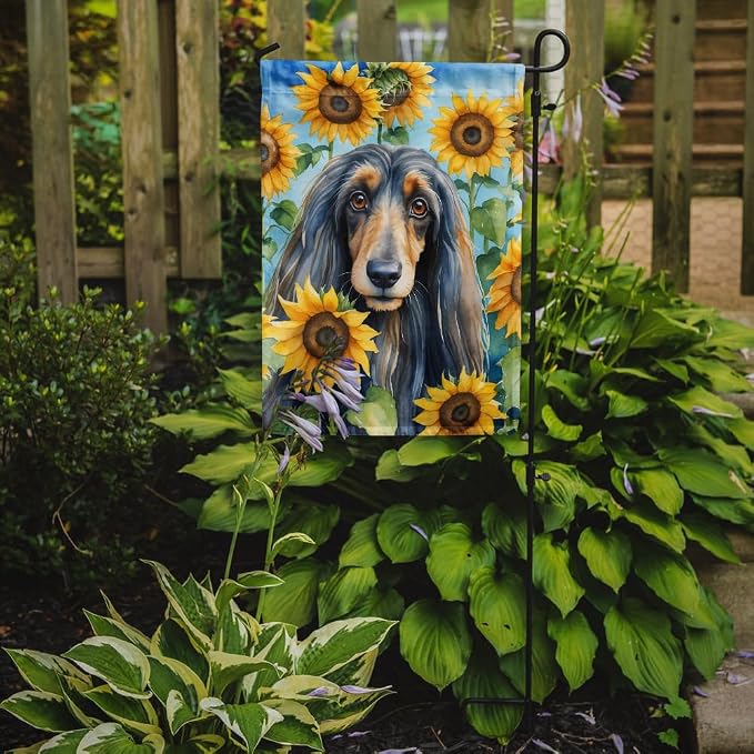 Caroline's Treasures DAC6001GF Afghan Hound in Sunflowers Garden Flag Mailbox Flag Decorative Yard Flag Banner Outside Patio Artwork Yard Flower Beds, Garden Size, Multicolor