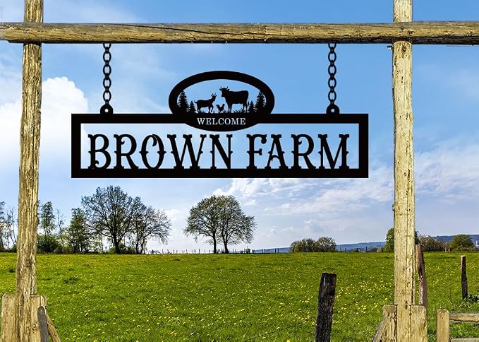 Personalized Metal Farm Sign, Large Outdoor Metal Sign, Custom Metal Family Name Farmhouse Sign, Farmhouse Decor, Ranch Decor, Farm Family Name Sign, Personalized Farm Metal Wall Art,