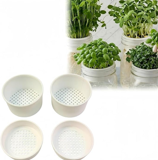 Microgreens Growing Kit Compatible with Mason Jar, 4-Pack Deep & Shallow Hydroponic Sprouting Trays for Indoor Gardening, Easy Indoor Microgreens Grower for Kitchen Herb Gardening and Home Growing