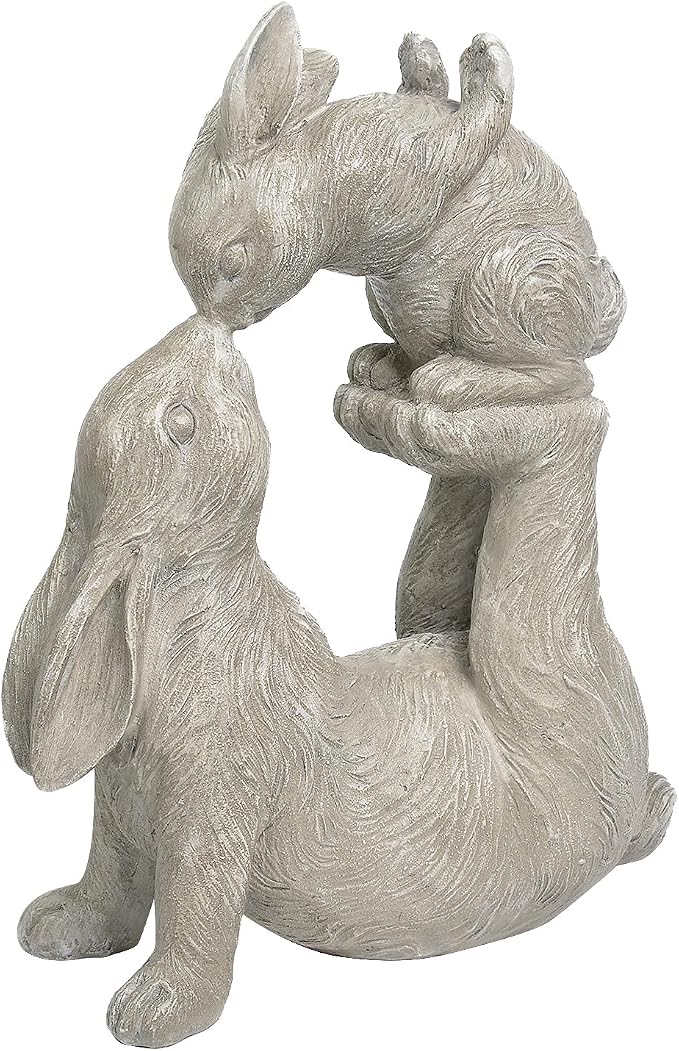Newman House Studio Garden Statues Kissing Bunny Sulpture - Garden Décor Rabbit Collectible Figurines Yard Decorations Outdoor 11.8" L x 4.8" W x 14.6" H