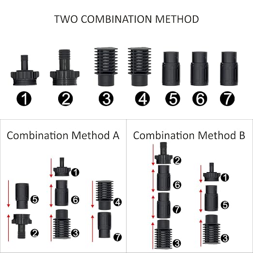 Toolazy Ebb and Flow Fitting Kit - 7-Piece Fill and Drain Bulkhead Fitting Set with 1/2" & 3/4" Outlets, Screen Fittings and Extensions for Hydroponic Flood and Drain, Aeroponic and Aquaponic Systems