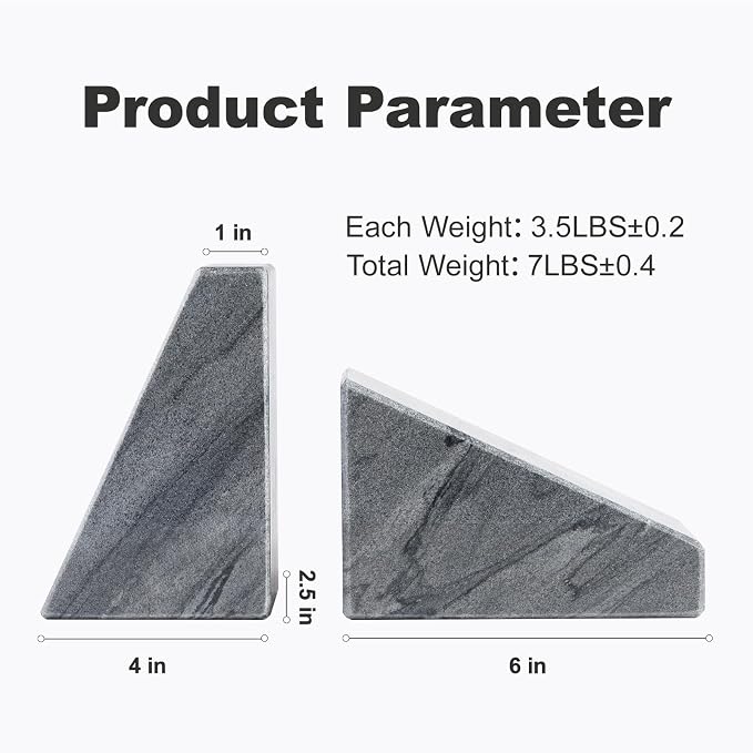 Karibiber Marble Bookends for Heavy Books, Decorative Book Ends for Shelves, Unique and Heavy-Duty Book Ends for Hardback Book & CDS, Stone Book Stopper, Modern Book Holder, Monte Grigi, Set of 2