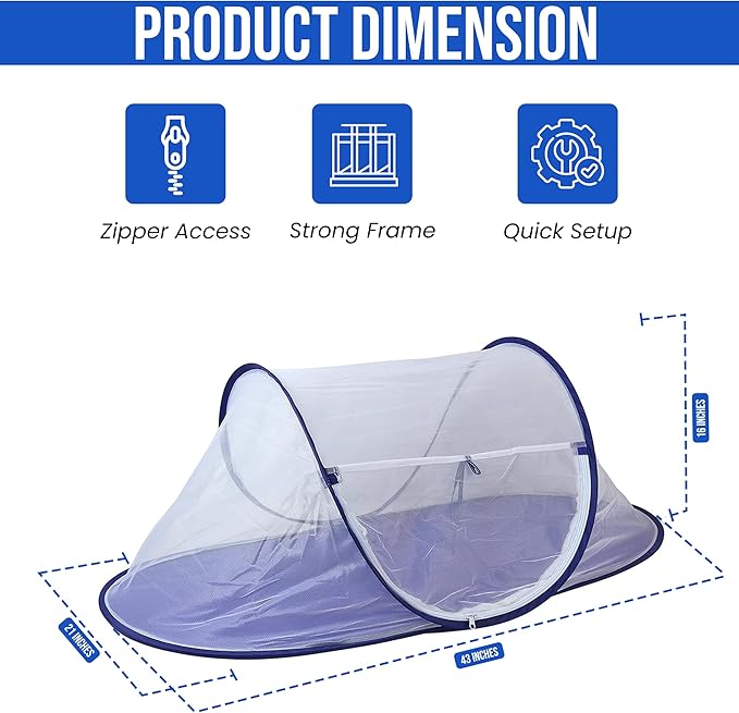 Iconikal 2-Pack Jumbo Folding Mesh Food Tent 43x21-Inch Wind-Resistant Zippered Door Picnic BBQ Outdoor Camping Food Cover Insect Protection