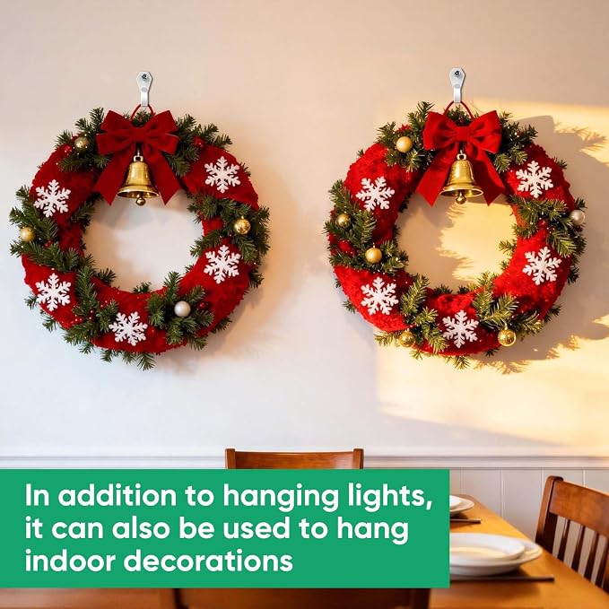 HiGift 80 Pack String Light Hanger Hooks, Stainless Steel Light Clips White, Outdoor Screw Hooks Rope Light Clips for Hanging Christmas Light, Plants, Party Light Wire and Led Fairy Led Light Clips