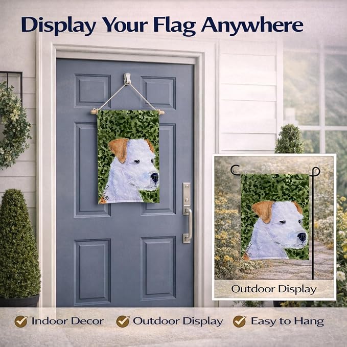 Caroline's Treasures SS8728GF Jack Russell Terrier Garden Flag Mailbox Flag Decorative Yard Flag Banner Outside Patio Artwork Yard Flower Beds, Garden Size, Multicolor