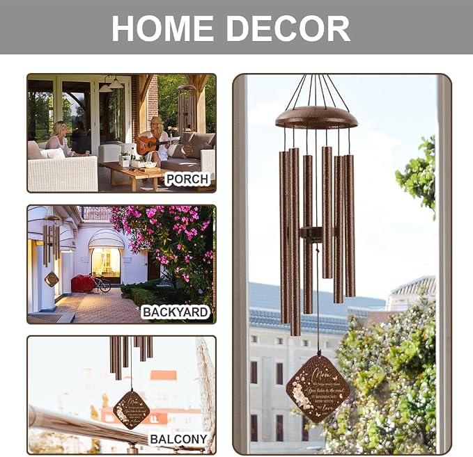 Gifts for Mom from Daughter Son, 32" Bronze Wind Chimes, Best Mom Ever Gift for Mama Mother in Law Mother Birthday Gift