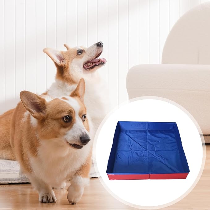 PVC Folding Pet Swimming Pool, 50×50cm Cool Cat and Dog Swimming Pool, Non-Inflatable Dog Paddling Pool, Small Pet Bathtub